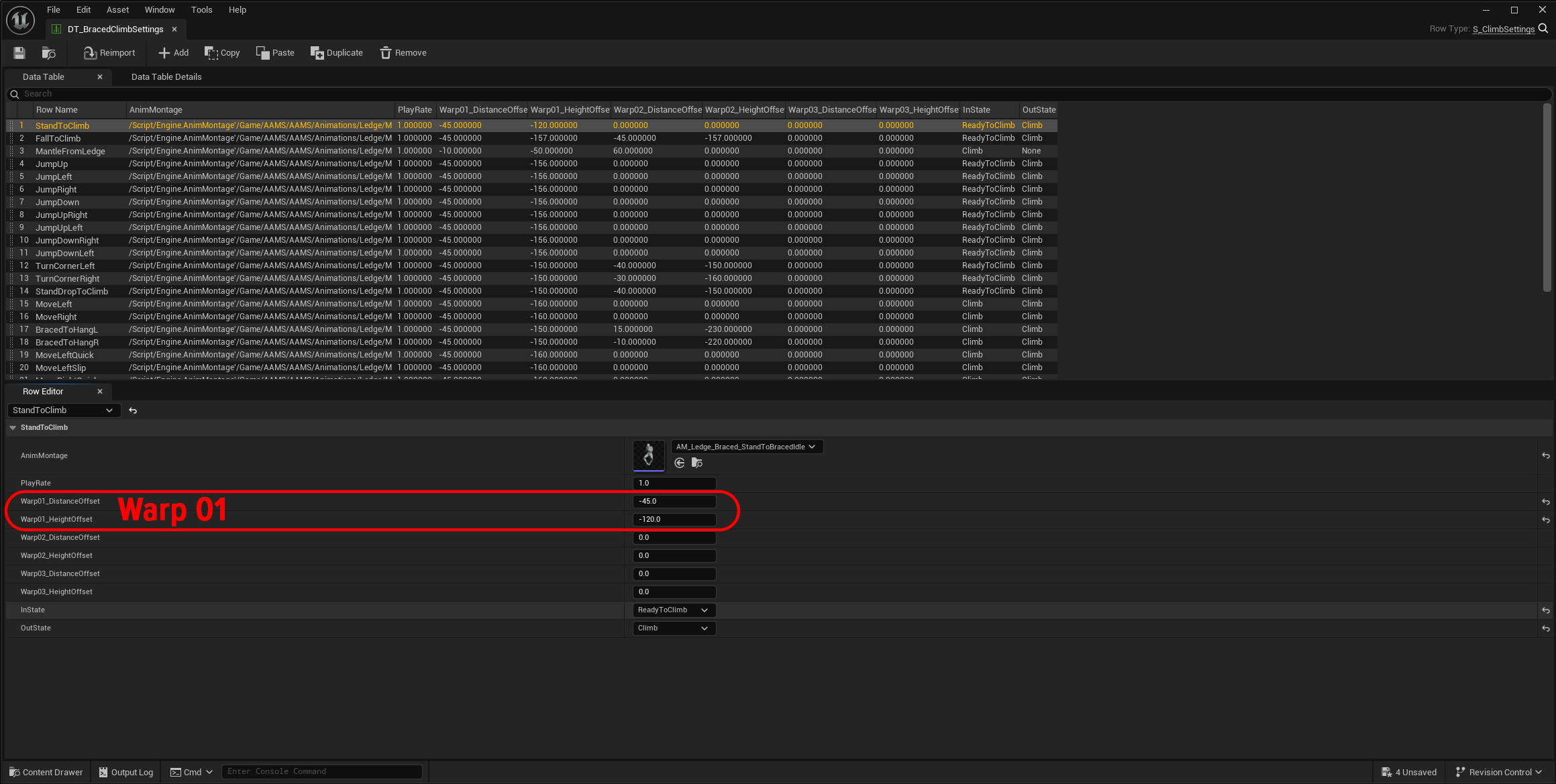 Animation Data Tables Height and Distance