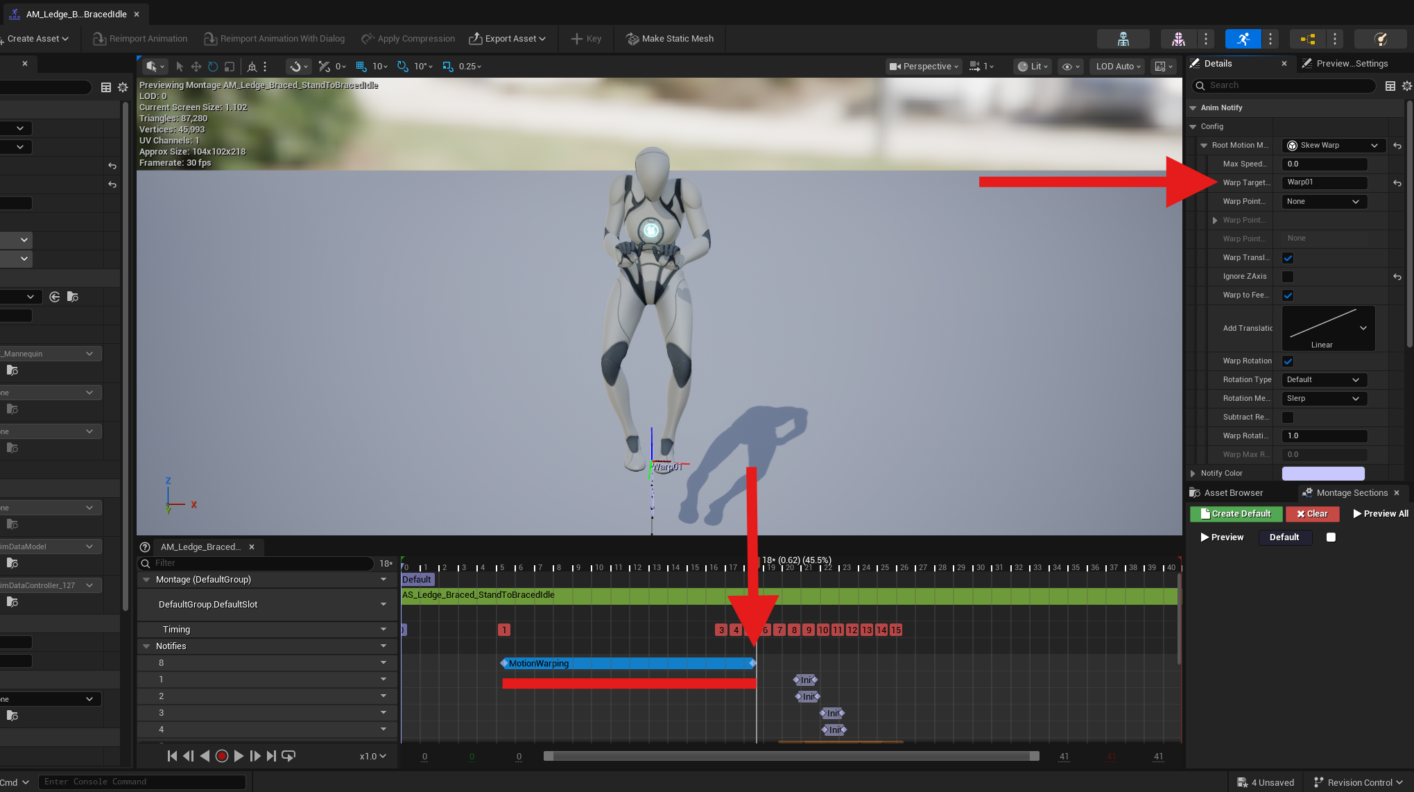Motion Warping Notifier States